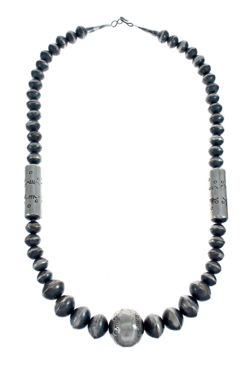 Old Pawn Style Sterling Silver Navajo Bead Necklace AX126084